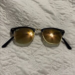 Ray-Ban Black Frame with Gold Mirror Lenses foldable